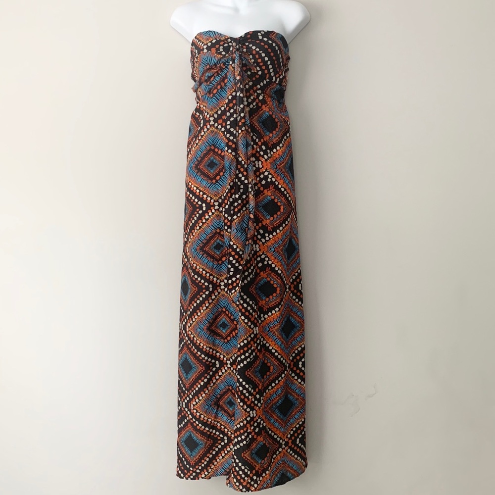 Band of Gypsies Diamond Print Boho Maxi Dress EUC